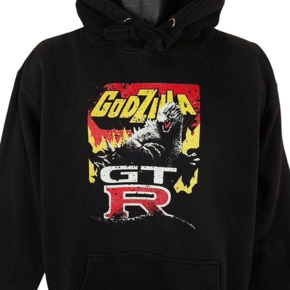 Godzilla Nissan GT-R Sweatshirt Hoodie Mens Size Large Black R32 Skyline
